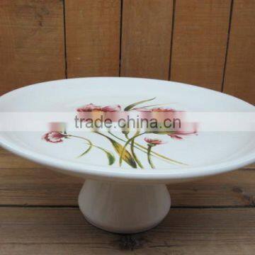 Flower Decal Dolomite Material Cake Plate with Stand Manufacturing