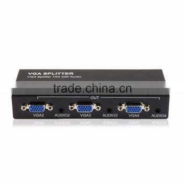 support video bandwidth to 500MHz and 1080p VGA 1x4 Splitter with 3.5mm stereo