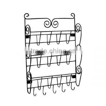 Black Wire Wall Mount 3 Tier Letter Rack With Key Holder