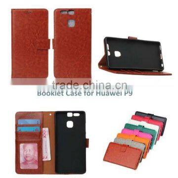 PU Leather Booklet Case for Huawei P9.Wallet Design with Stand