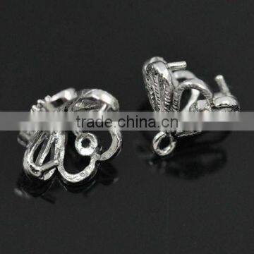 8mm flower shaped brass silver bail