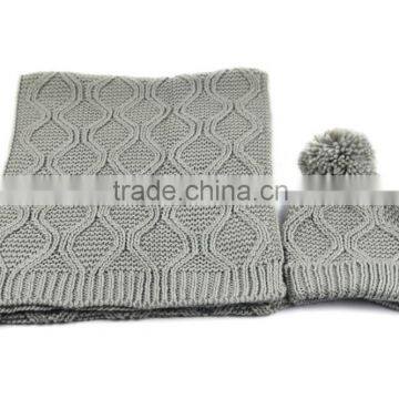 Grey chunky warm scarf women knit Hat and knit Scarf kit set