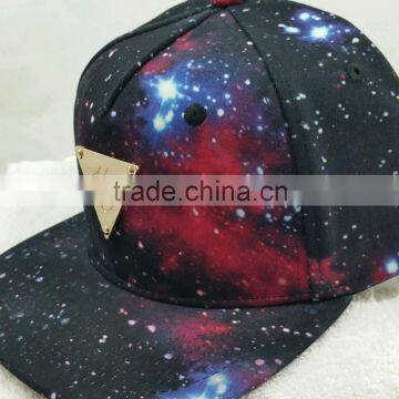 custom metal band space pattern snapback hat caps