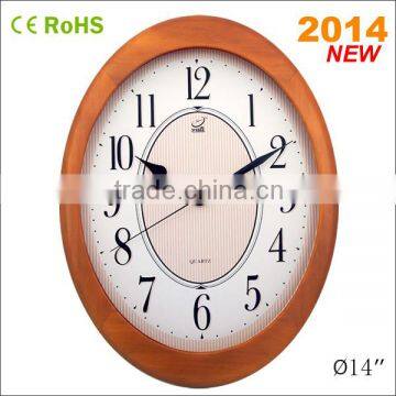 2015 new wooden quartz oval clock(W34LR)