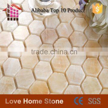 TV Background Designer Interior Wall Hexagon Yellow Marble Mosaic