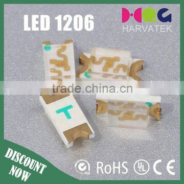 Harvatek hot sale 1.1T sanan chip 25mA 1206 yellow smd led