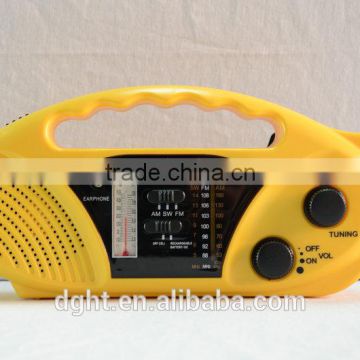 Cellphone charger ABS material AM/FM/WB band Solar dynamo radio