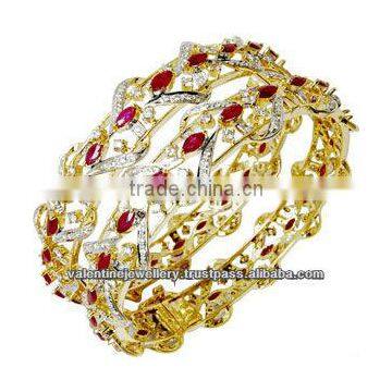 Heavy gold gemstone bangles, Latest design heavy gemstone studded gold bangle, 18k gold bangles latest designs