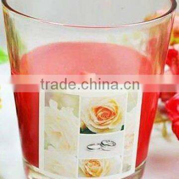 Aroma pillar candle in clear glass