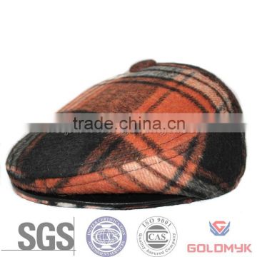 Men's winter wool plaid cabbie cap