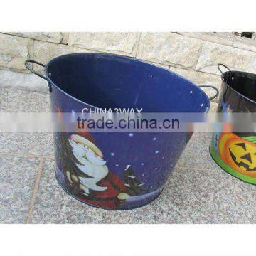 Christmas metal gift bucket