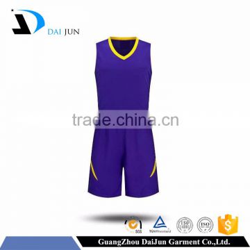 Daijun OEM purple polyester high quality basketball jersey design 2016