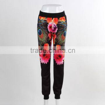 F5W30176 Contrast Panel Floral Knit Trousers For Women