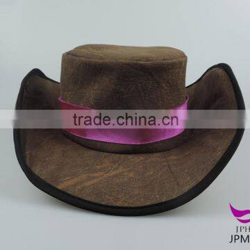 Brown cowboy hat classic cowboy cap with ribbon