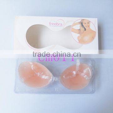 Junyan hot sale adhesive breast push up invisible silicone bra with straps