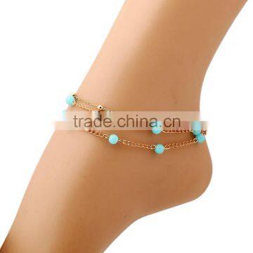 Foot jewelry barefoot sandals three layers anklet