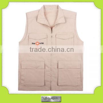 2015 new design 200gsm 35% polyester 75% cotton work vest with wholsale price