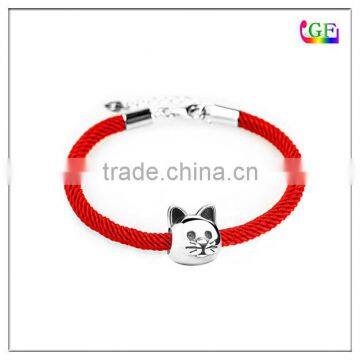 Hot selling custom cat hole bead knot cord bracelet