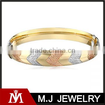 2015 fashion stainless steel women's tri color bangle bracelet