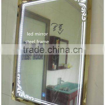 special manufacture supply BEST brightly LED light backlit stainless steel framed touch screen glass bathroom led mirror