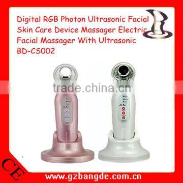 Digital RGB Photon Ultrasonic Facial Skin Care Device Massager /Electric Facial Massager With Ultrasonic BD-CS002