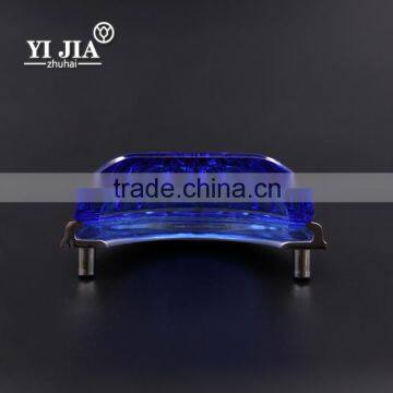 Light Blue Half Round Brushed Satin Nickel Glass Knob photo-2