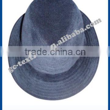 blue corduroy fedora hat