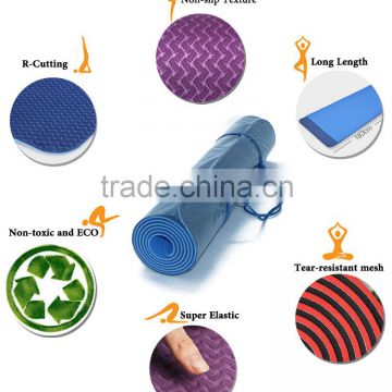 2016 new product high elasticity 100% eco-friendly anti-slip tpe yoga mat