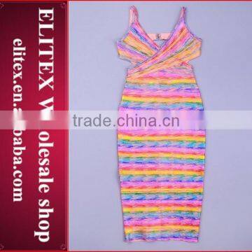 2015 HOT Red Rainbow Fashion Braces Skirt Plus Size Bodycon Bandage Dress photo-2