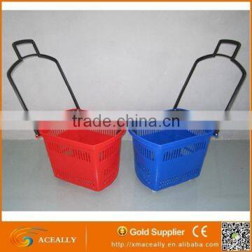 Plastic Shopping Trolley Basket with Wheels