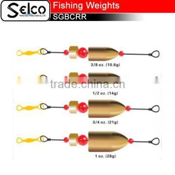 Brass fishing weights with glass beads, swivel