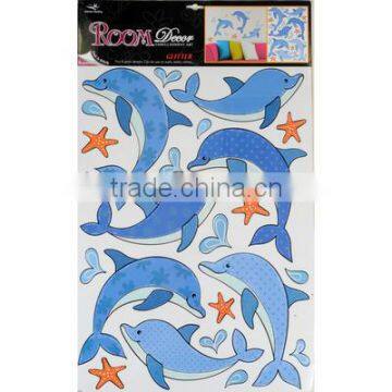 2 x Fantastic Removable Glitter Wall Bedroom Room Stickers - Blue Dolphins Design