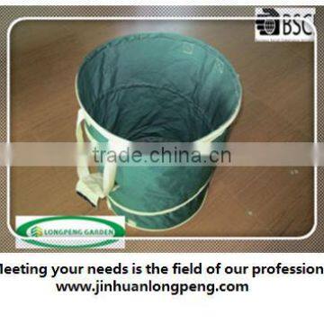 Collapsible polyester trash can .600D polyester with PVC coating Garden Lawn and Leaf Collect Bag