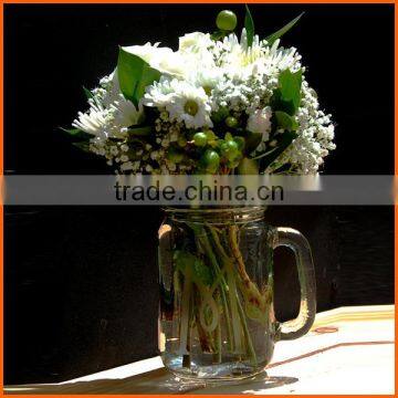 Wholesale clear glass vase with handle