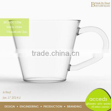 Hand Blown Personalized Single Wall Fancy Borosilicate Glass Tea Mug