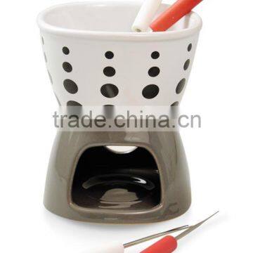 Stoneware Fondue Set With Decal Printing, Beautoful Fondue Set photo-2