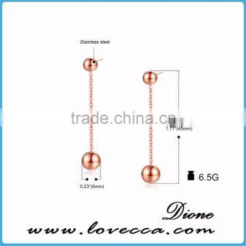 Latest Simple Stainless Steel Design Rose Gold Long Earrings Women Jewelry photo-5