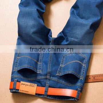 2017 98%Cotton 2%Spandex Woven/Blue Straight Fashion Jeans Pants photo-5