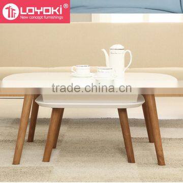 2016 new modern sofa table wholesale Mdf wood sofa side table with wood leg two size a set wood coffee table