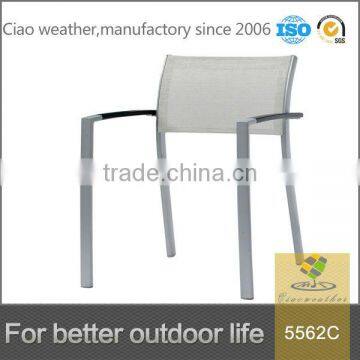 Leisure fabric armrest chair with plastic wood arm without cushion