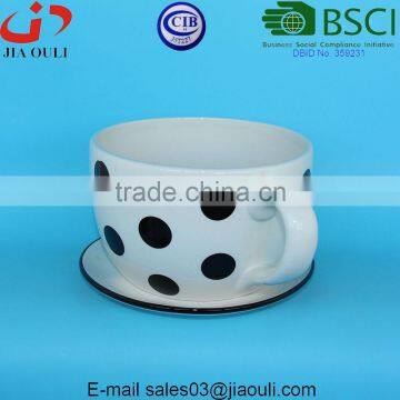 With Black Polka Dots Ceramic Cup With Saucer for Flowers photo-4