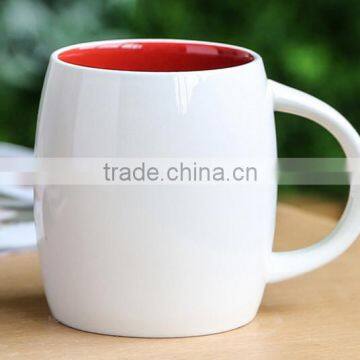 Cheap promotional customized 14oz Pottery Novelty Barrel Shaped Coffee Mug Cup