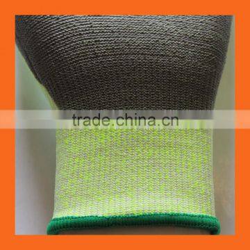 EN 388 4543 Hi VIZ Green UHMWPE Liner PU Coating Cut Resistant Gloves,Cool Breathable Garden Gloves photo-2