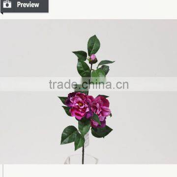 High Quality Indoor Artificial 2 Flowers 2buds Camellia Flowers photo-2