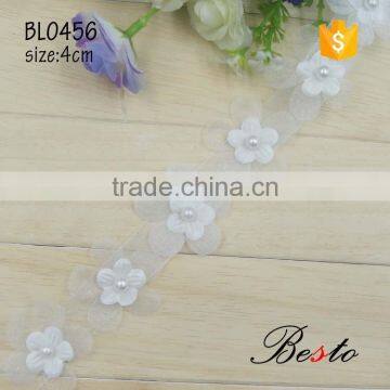 Factory wholesale fabric bridal white small flower trimming for wedding clothes decoration