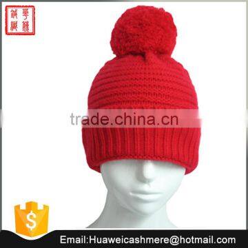 Cashmere soft warm winter knitted hat with top ball