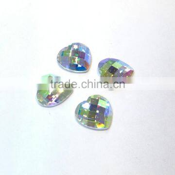 heart shape glass flat back beads crystal sew on pendant for jewelry making