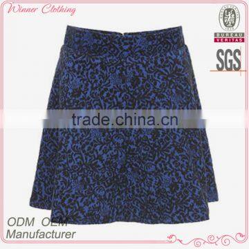 Hot sale mini blue sexy jacquard skirt casual short skirt for ladies