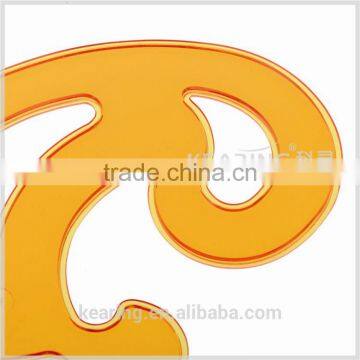 China Manufacture Yellow 3mm Thickness Plastic Inking Edges on All Sides French Curve Ruler photo-3