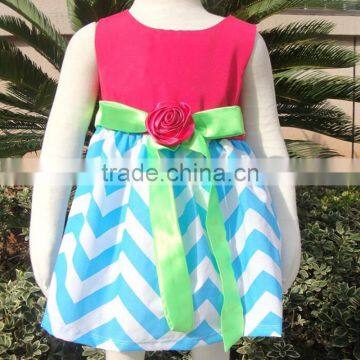 Cute Cheap Baby Cotton Dresses Rainbow Chevron Dress for Girls Children Baby Clothing Chevron Dress photo-6
